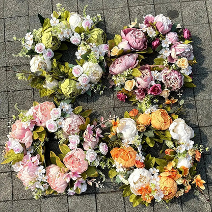 BowLift | AutumnGlow Autumn Wreath - Artificial Wreath with Realistic Peonies for Outdoors