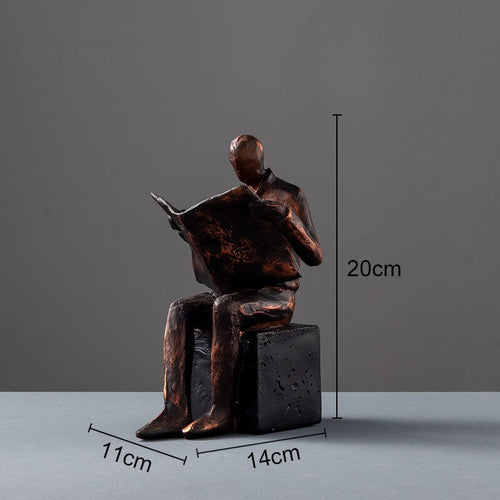 LZINA™ | Reader Sculpture Book Stand Book Support Abstract Character Resin Statue Desk Decoration Figurines Statuette Nordic Home Décor