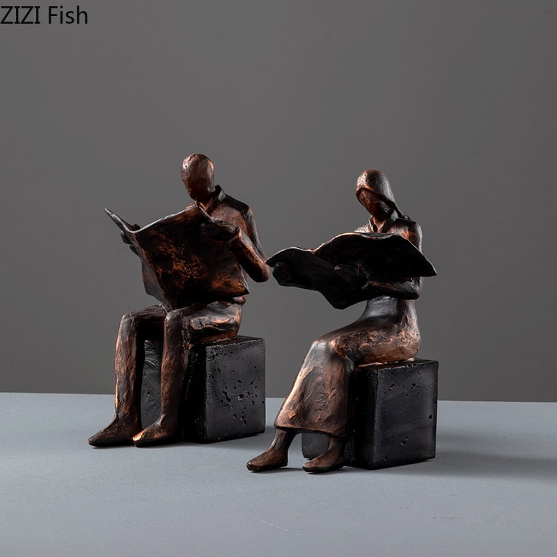 LZINA™ | Reader Sculpture Book Stand Book Support Abstract Character Resin Statue Desk Decoration Figurines Statuette Nordic Home Décor
