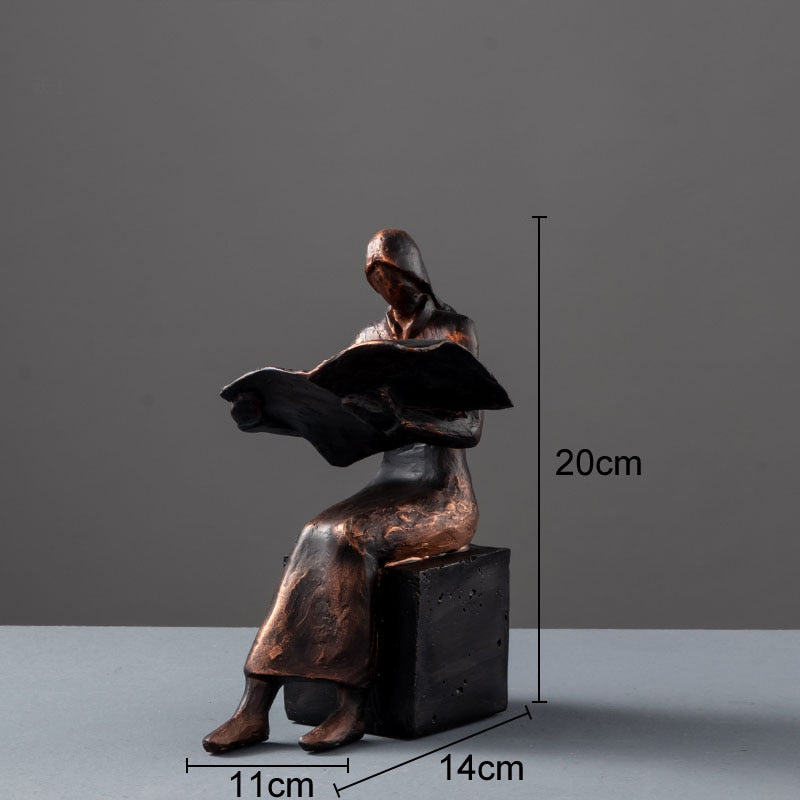 LZINA™ | Reader Sculpture Book Stand Book Support Abstract Character Resin Statue Desk Decoration Figurines Statuette Nordic Home Décor