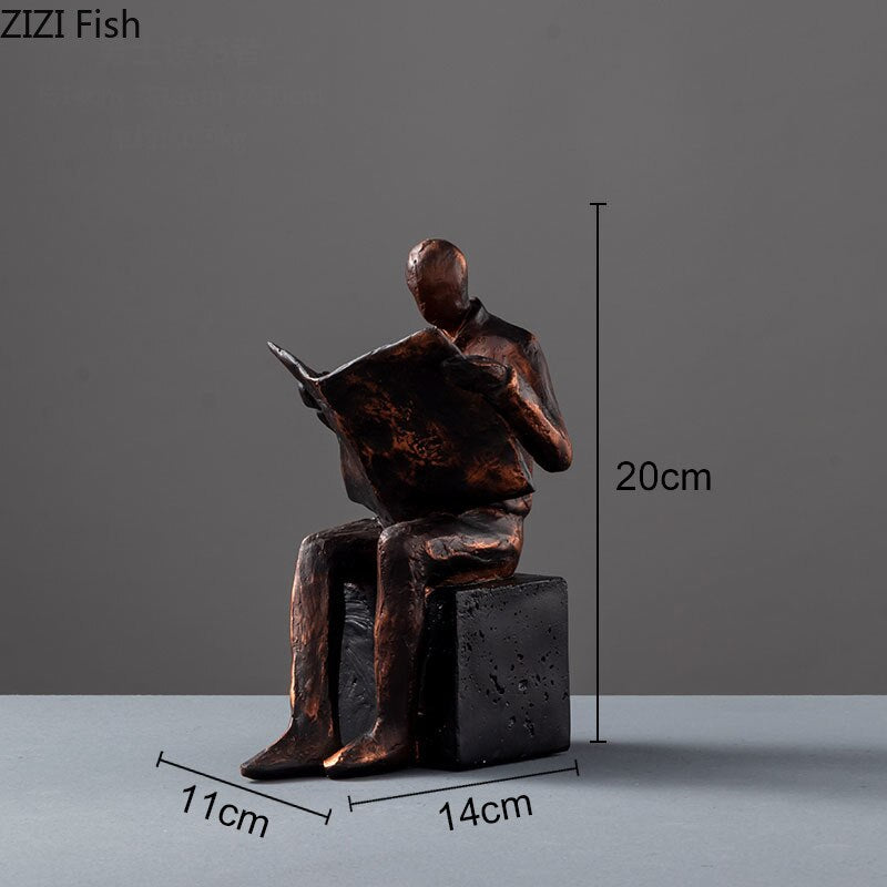 LZINA™ | Reader Sculpture Book Stand Book Support Abstract Character Resin Statue Desk Decoration Figurines Statuette Nordic Home Décor