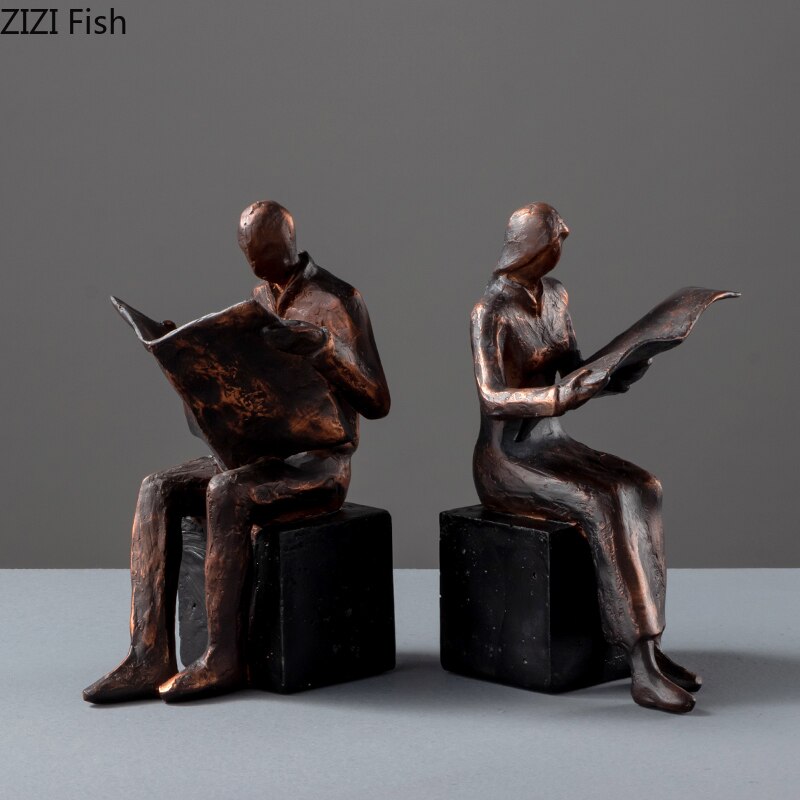 LZINA™ | Reader Sculpture Book Stand Book Support Abstract Character Resin Statue Desk Decoration Figurines Statuette Nordic Home Décor