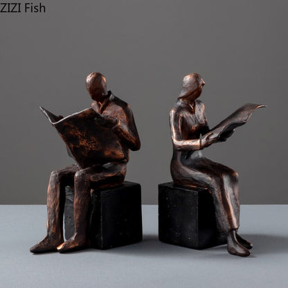 LZINA™ | Reader Sculpture Book Stand Book Support Abstract Character Resin Statue Desk Decoration Figurines Statuette Nordic Home Décor
