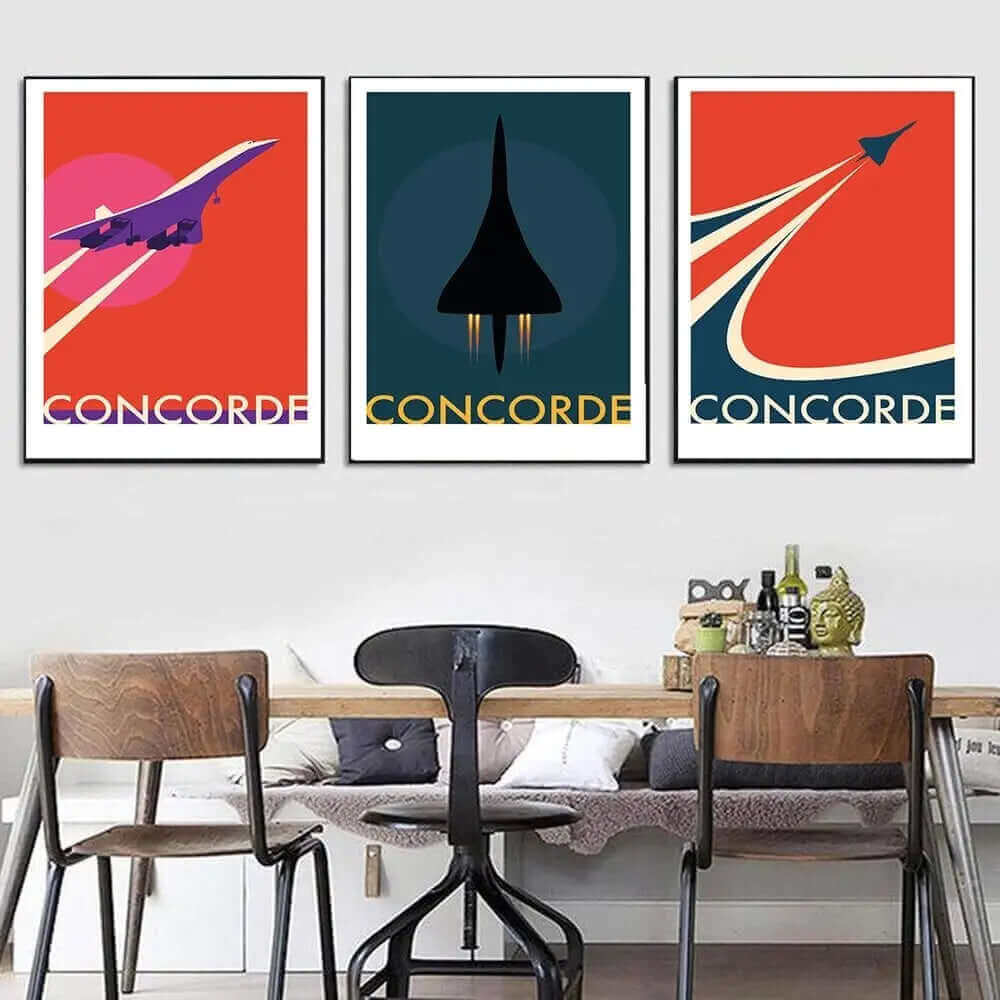 LZINA™ | Retro Concorde Airplane Poster on Canvas
