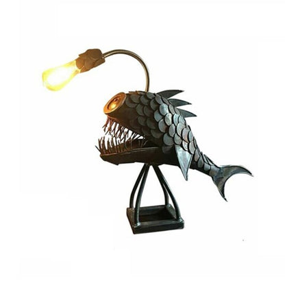 BowLift Retro Anglerfish Table Lamp with Flexible Head – Artistic Lighting for Home, Bar & Café Decor