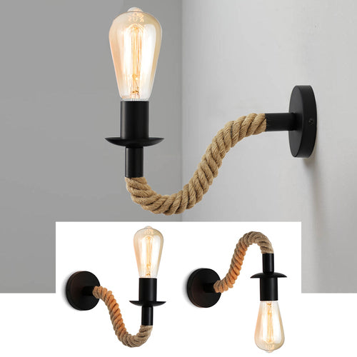 BowLift Retro Hemp Rope Wall Lamp — Industrial Loft Lighting