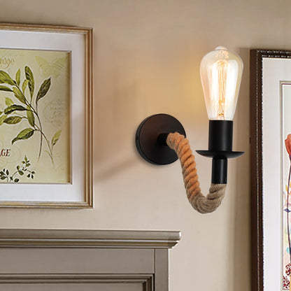 BowLift Retro Hemp Rope Wall Lamp — Industrial Loft Lighting