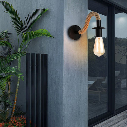 BowLift Retro Hemp Rope Wall Lamp — Industrial Loft Lighting