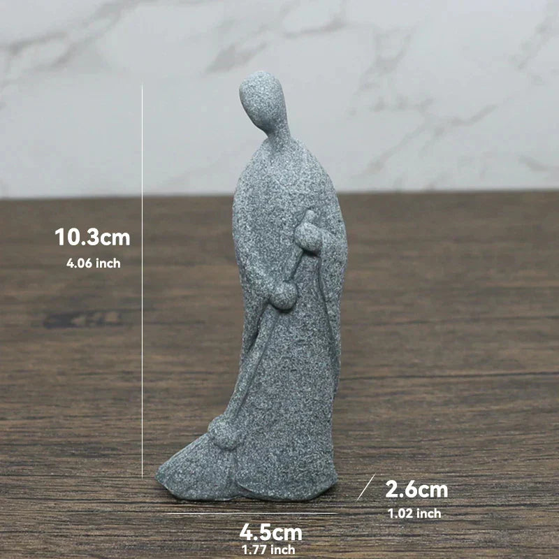 LZINA™ | Buddha Stone Statue Small Buddhist Monks Tibetan Buddhism Figures Zen Garden Ornament Meditation Home Aquarium Decoration