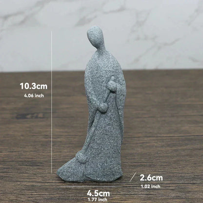 LZINA™ | Buddha Stone Statue Small Buddhist Monks Tibetan Buddhism Figures Zen Garden Ornament Meditation Home Aquarium Decoration