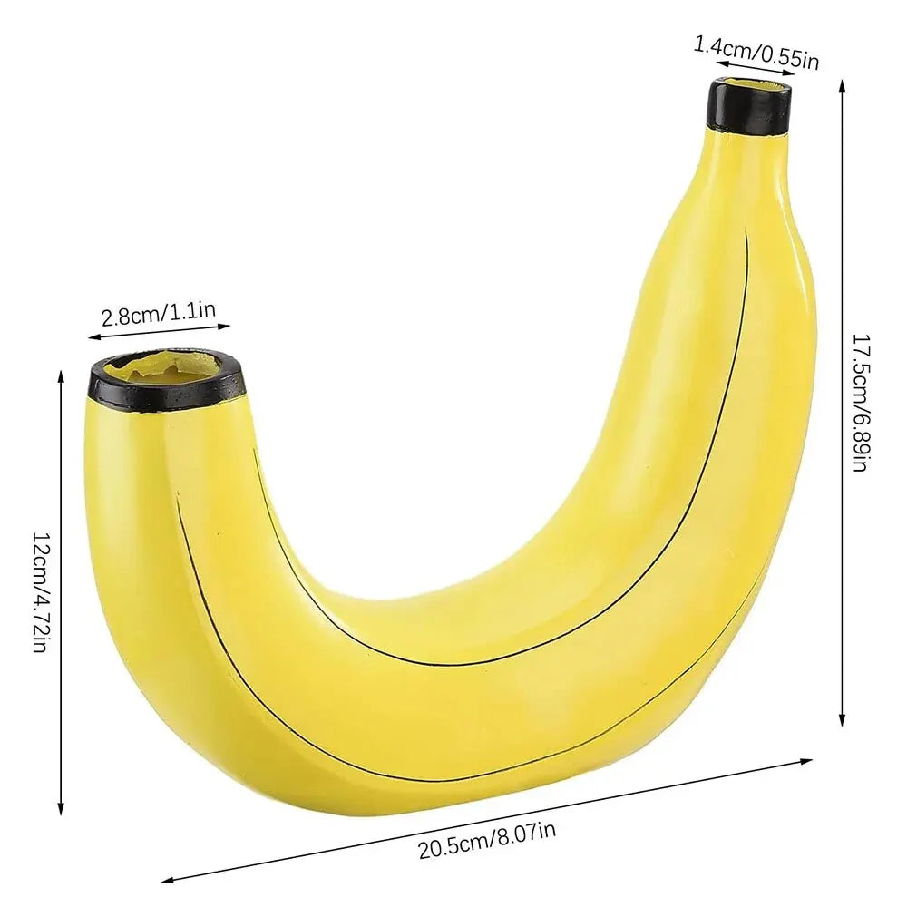 LZINA™ | Banana vase, flower vase made of resin, cute banana shape, decorative tabletop vase for flower arrangements, living room, bedroom, home decoration