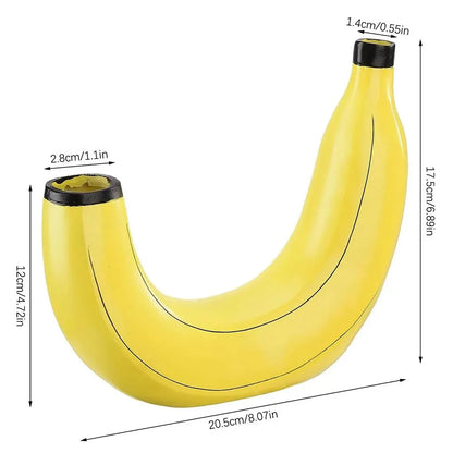 LZINA™ | Banana vase, flower vase made of resin, cute banana shape, decorative tabletop vase for flower arrangements, living room, bedroom, home decoration