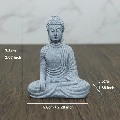 LZINA™ | Buddha Stone Statue Small Buddhist Monks Tibetan Buddhism Figures Zen Garden Ornament Meditation Home Aquarium Decoration