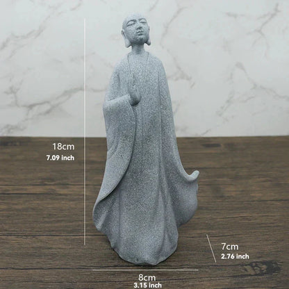 LZINA™ | Buddha Stone Statue Small Buddhist Monks Tibetan Buddhism Figures Zen Garden Ornament Meditation Home Aquarium Decoration