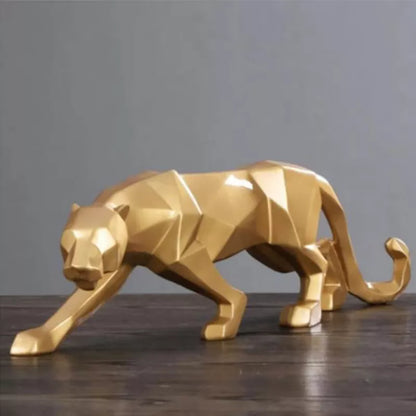 LZINA™ | Panther Statue, Animal Figure, Abstract Geometric Style, Resin, Leopard Sculpture, Home Office, Desktop Decoration, Crafts