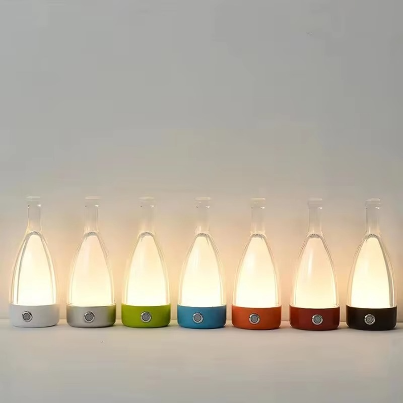 LZINA™ | Wine Bottle Desk Lamp with Bluetooth Speaker – Rechargeable Modern Bedside Night Light
