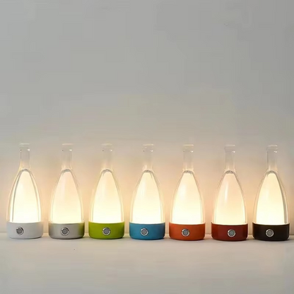 LZINA™ | Wine Bottle Desk Lamp with Bluetooth Speaker – Rechargeable Modern Bedside Night Light