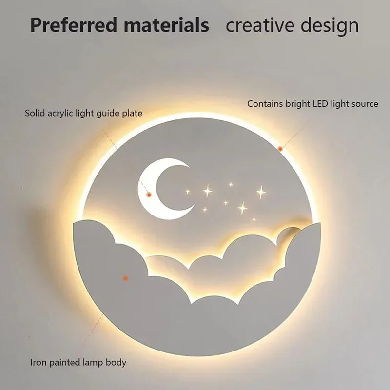 LZINA™ | Magical LED Wall Lamp – Moon & Stars Night Light