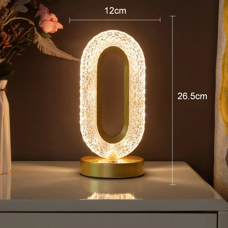BowLift Crystal LED Table Lamp — Dimmable, USB Charging, and Convenient Touch & Remote Control