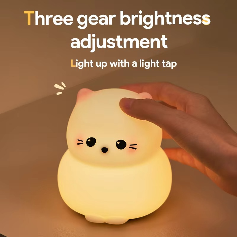 LZINA™ | Rechargeable Silicone Cat Night Light - Soft Touch Mood Lamp