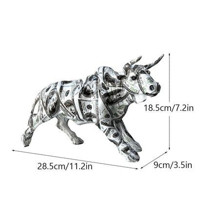 LZINA™ | Graffiti-Painting Resin Bull Figures Home Living Room Bedroom Office Desktop Feng Shui Ornaments Collection Statues