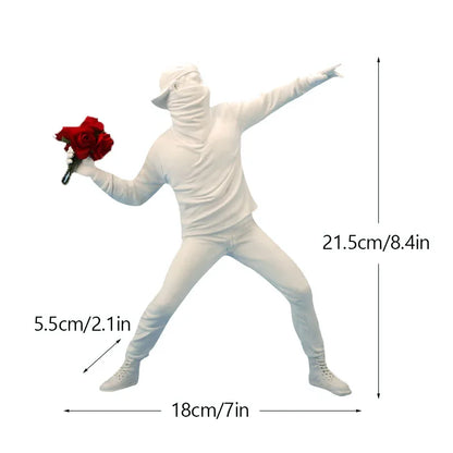 LZINA™ | Dropshipping Banksy Sculpture Collection Flower Thrower Statue Pop Art Modern Balloon Girl Figurine Office Home Decoration