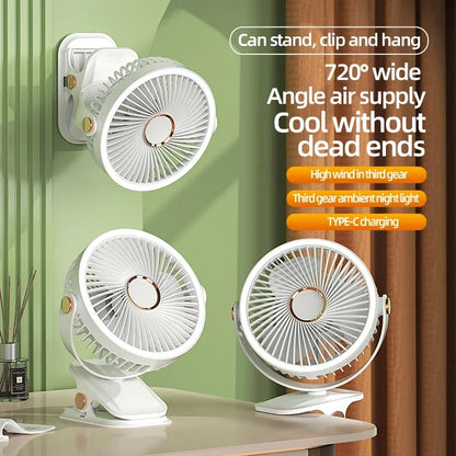 BowLift | Multi-Angle Outdoor Clip-On Rechargeable Cooling Fan