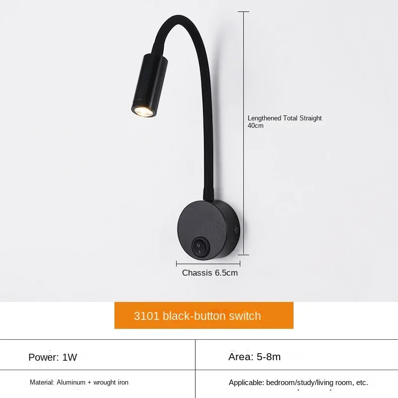 BowLift LED Wall Lamp: Modern, Flexible Lighting Ideal for Reading in Bed