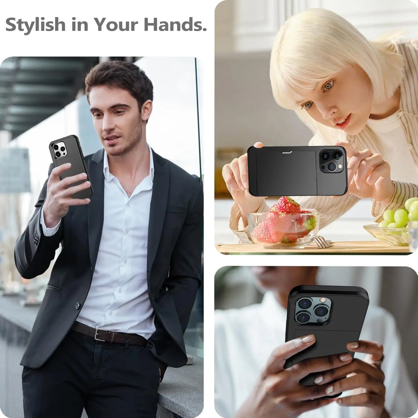 LZINA™ | LuxShield iPhone Case with Card Holder | Slim Design | Card Storage | Protection & Style