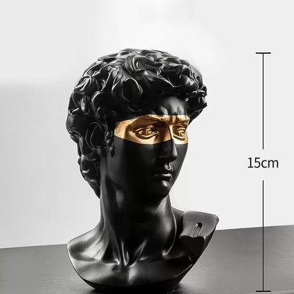 LZINA™ | Statues for decoration, 15 cm, David, coffee table, home decoration, ornaments, bust of a room made of plaster, white resin, decorative art sculpture
