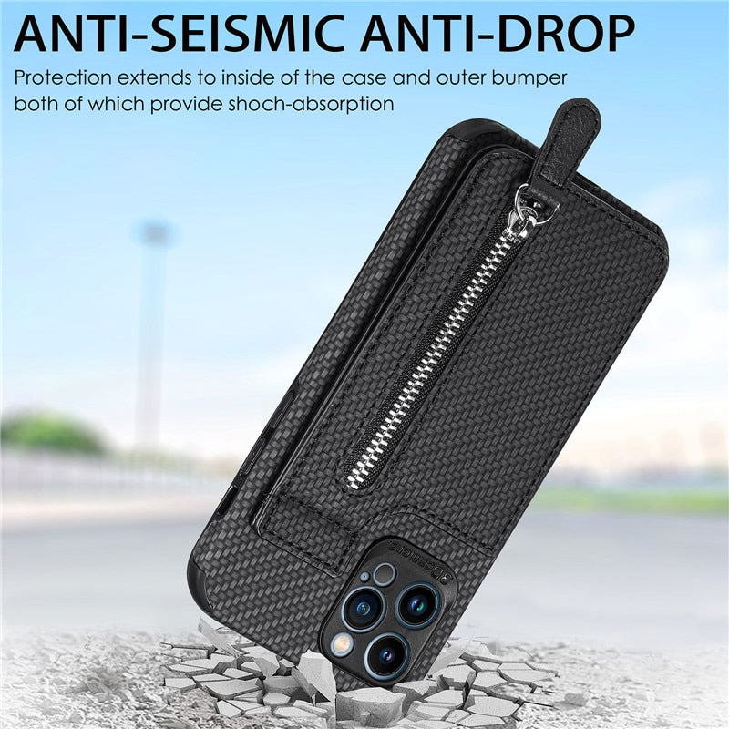 LZINA™ | Zip Zip Elegance Wallet iPhone Case