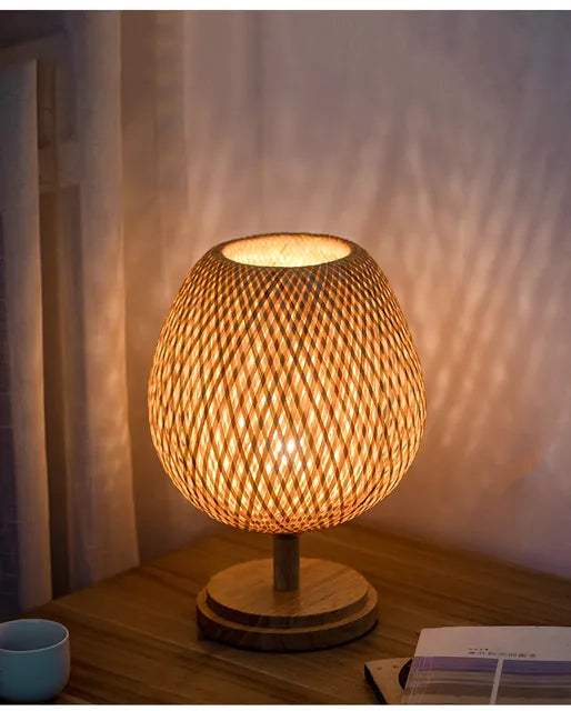 BowLift Rattan Lamp – Stepless Dimmable Basket Light for Bedroom & Living Room Decor