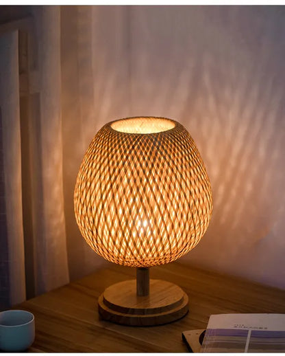 BowLift Rattan Lamp – Stepless Dimmable Basket Light for Bedroom & Living Room Decor