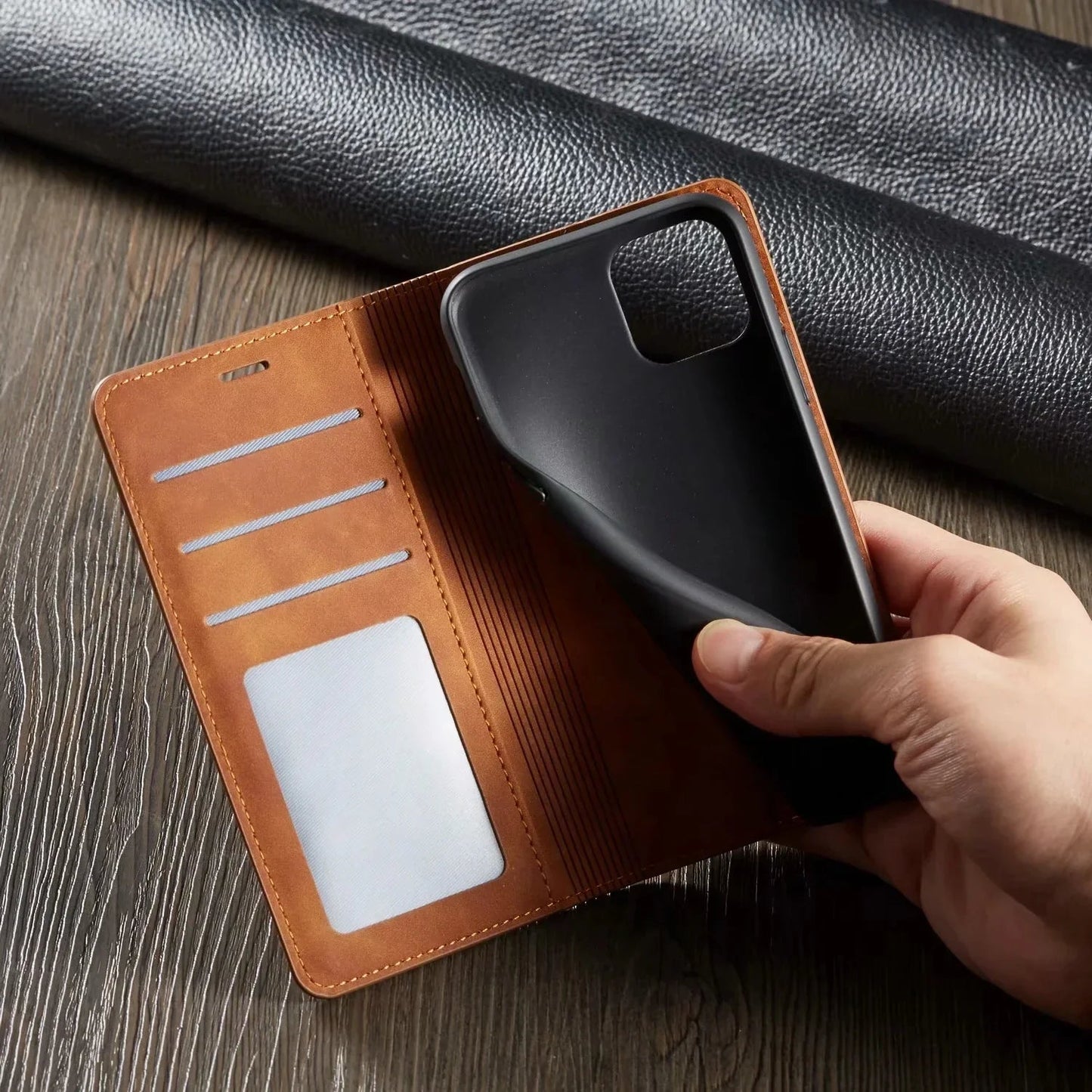 LZINA™ | Magnetic Leather iPhone Case – Stylish Protection with Quality