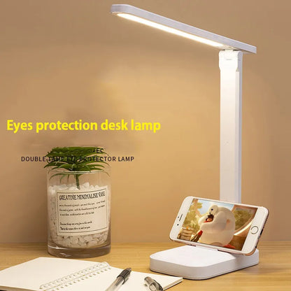 BowLift 6000mAh Rechargeable LED Desk Lamp — USB Powered, 3 Color Temperatures, Stepless Dimming, Touch Control, Foldable, Eye-Protecting Reading Night Light