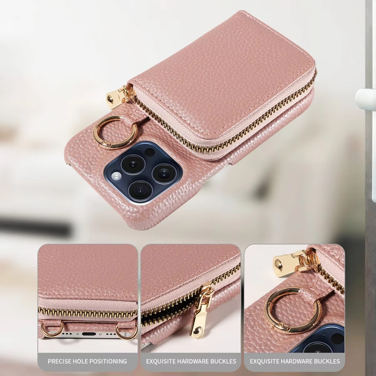 LZINA™ | Premium Leather Multi-Function iPhone Case with Anti-Degaussing Protection
