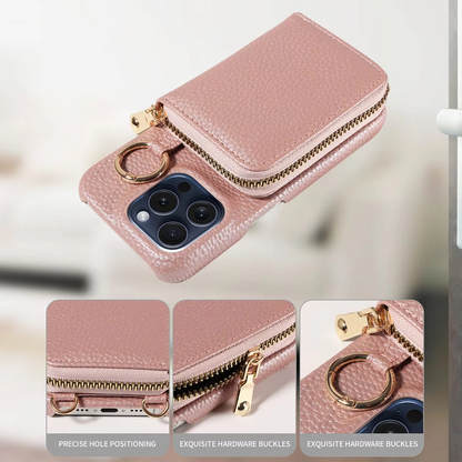LZINA™ | Premium Leather Multi-Function iPhone Case with Anti-Degaussing Protection