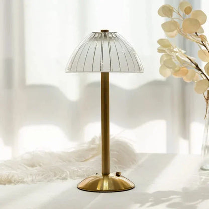 BowLift GlassGleam: Cordless LED Table Lamp with 3 Color Temperatures and Dimming