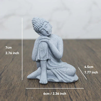 LZINA™ | Buddha Stone Statue Small Buddhist Monks Tibetan Buddhism Figures Zen Garden Ornament Meditation Home Aquarium Decoration