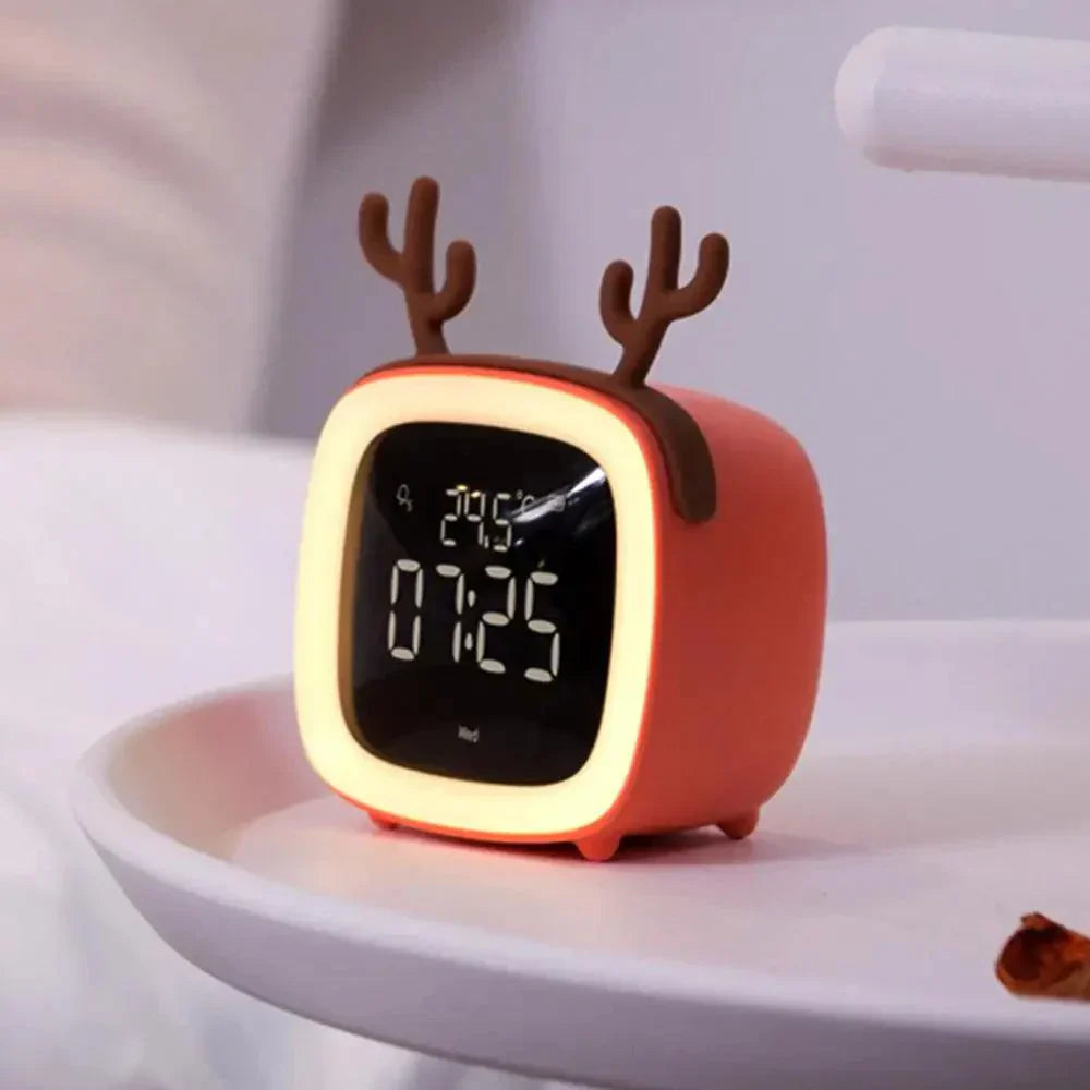LZINA™ | Cartoon Bunny LED Alarm Clock with Night Light – Rechargeable, Cute Digital Display for Kids & Bedrooms