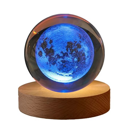 LZINA™ | 2.36 in RGB Crystal Ball Night Light with Milky Way and Moon - Cosmos-Inspired Bedside Decoration