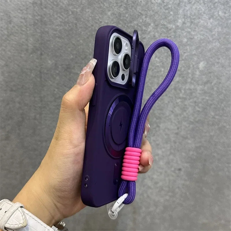 LZINA™ | Magnetic Soft Wrist Bracket Lens Cover iPhone Case