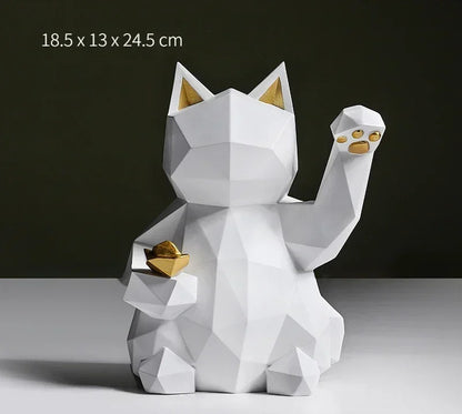 LZINA™ | Nordic Minimalism Geometry Lucky Cat Statues
