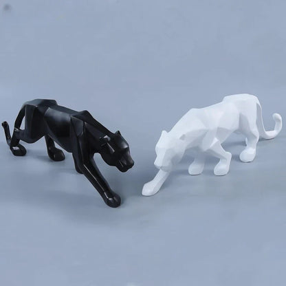 LZINA™ | Panther Statue, Animal Figure, Abstract Geometric Style, Resin, Leopard Sculpture, Home Office, Desktop Decoration, Crafts