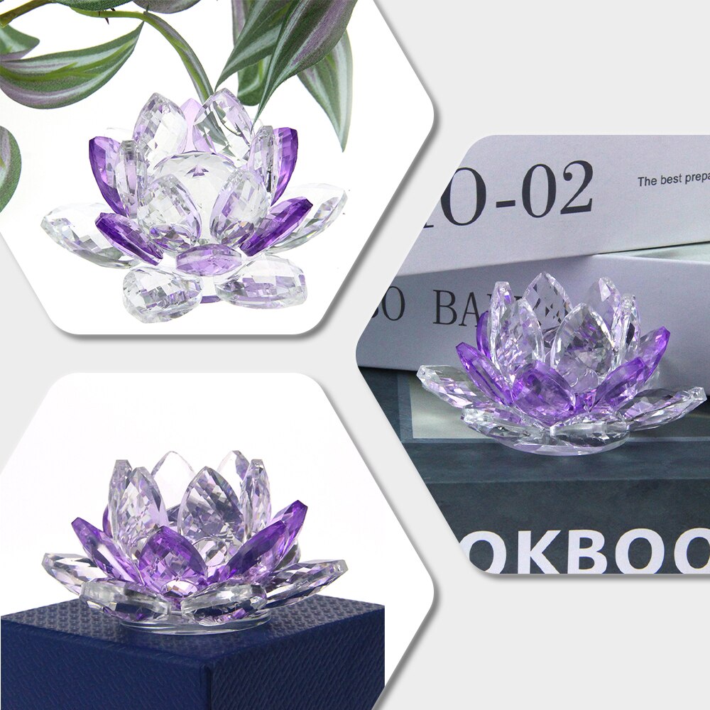 LZINA™ | Crystal Lotus Flower Craft Glass Paperweight Home Decoration Ornaments Figures Home Wedding Party Decor Gifts Souvenir