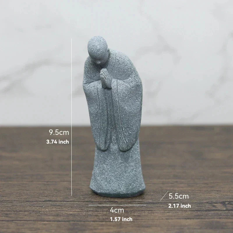LZINA™ | Buddha Stone Statue Small Buddhist Monks Tibetan Buddhism Figures Zen Garden Ornament Meditation Home Aquarium Decoration
