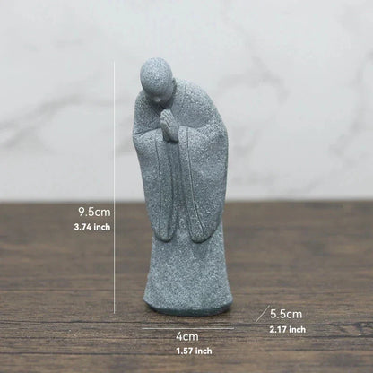 LZINA™ | Buddha Stone Statue Small Buddhist Monks Tibetan Buddhism Figures Zen Garden Ornament Meditation Home Aquarium Decoration
