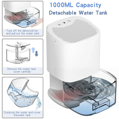 LZINA™ | 1000ml Portable 2-in-1 Dehumidifier with Air Filter & Night Light – Aveline