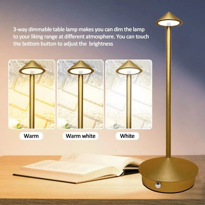 BowLift Rechargeable LED Table Lamp - Touch-Control, Creative Dining Room Lighting for Hotels, Bars & Coffee Areas - Pina Pro Decorative Desk Lamp