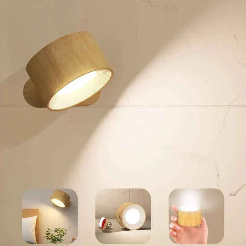 BowLift Spotlight Wireless Wall Lamp – 360° Rotation, Dimmable, Rechargeable Cordless Wall Light